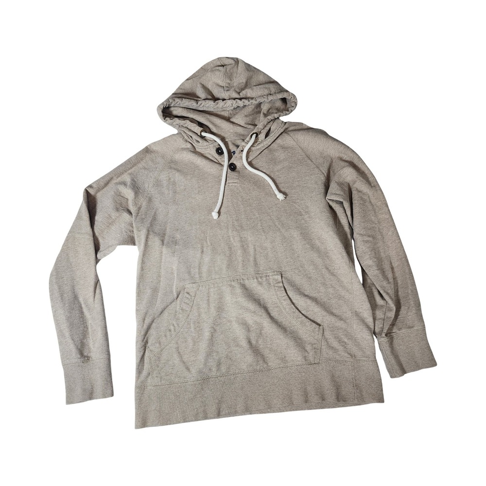 Roebuck & Co Mens Henley Hoodie Tan Oatmeal Heather 100% Cotton‎ Size M Pullover